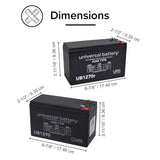 24 Volt Battery Pack for the Razor MX350, Versions 1-8, shown with size comparisons and measurements, featuring a black battery with white text. Includes wiring diagrams for versions 1-7 and version 8.