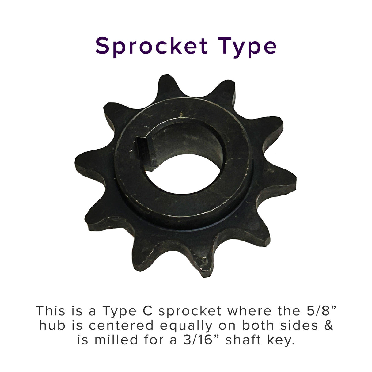 10 Tooth #40/#41/420 Chain Sprocket for 20 & 30 Series Torque Converters (5/8 Inside Diameter), featuring a black circular gear with a central hole and evenly spaced teeth.