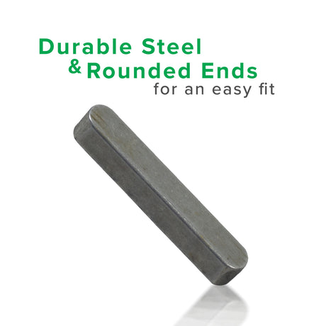 5 mm x 5 mm x 30 mm Axle Key – a rectangular metal bar with green text imprinted, shown on a white background, ideal for shafts, axles, or sprockets.