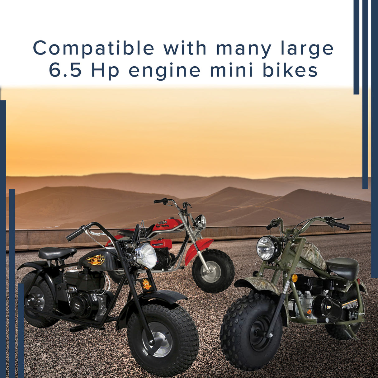 Brake Cable for the Baja Mini Bike MB165 & MB200 (Baja Heat, Mini Baja, Baja Warrior) shown amidst motorcycles on a road, emphasizing its application for mini bike models.