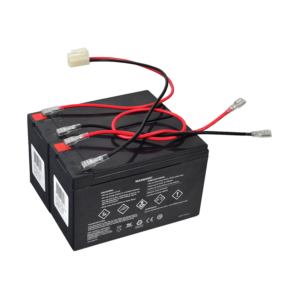 7 Ah 24 Volt Battery Pack for E200/E200S (Versions 13+) & E300/E300S (Versions 11 & 13+), featuring a black battery with attached red and black wires.