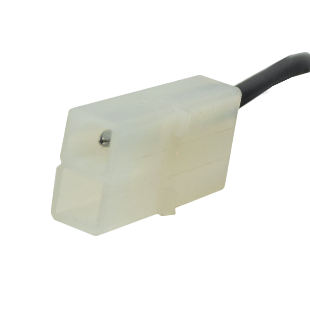 Wiring Harness Adapter for the Razor E100 Versions 1-7, featuring a white plastic connector with a black wire, essential for replacing or comparing existing harnesses for compatibility.