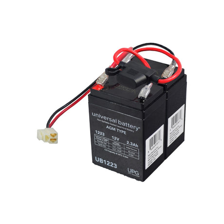 24 Volt 2.3 Ah Battery Pack with 30 Amp Fuse & Wiring for the Razor Crazy Cart Shift (Versions 1+) & Crazy Cart Shift Lightshow, featuring a black battery with attached red and black wires.