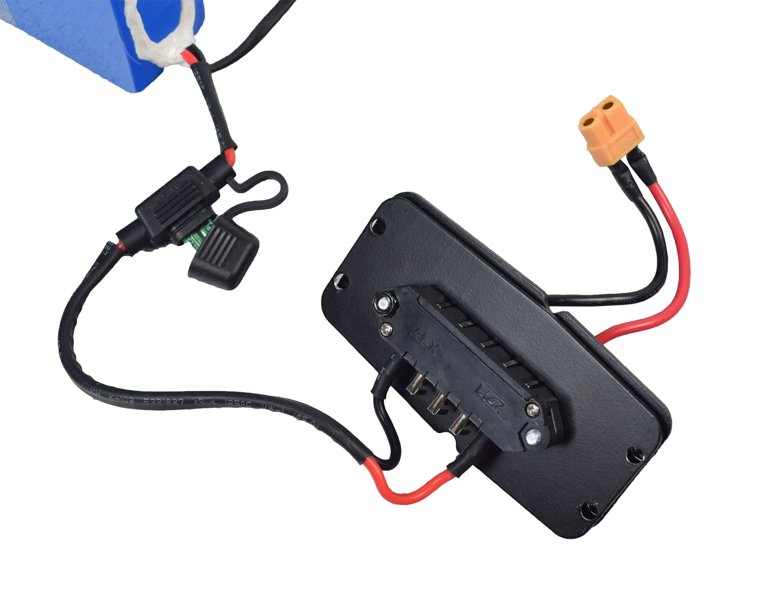 36 Volt 7.8 Ah Lithium-ion Battery Pack for the Swagtron EB5 Folding Electric Bike, a black rectangular device with visible red and black wires, designed for energy efficiency and quick recharging.