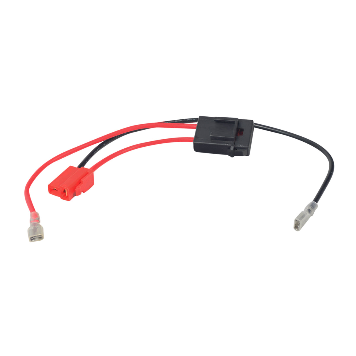 2-Pin Wiring Harness with Fuse for Kid Trax 6 Volt Batteries, featuring a rectangular 2-pin connector and integrated fuse, ensuring easy installation for all Kid Trax 6 volt models.