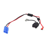 Battery Harness for 12 Volt Kid Trax Ride-On Toys, featuring a close-up of a 2-wire cable with blue grid connector and 40 amp ATO fuse holder.