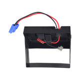 12 Volt 10 Ah Battery with 2-Wire Harness & 1 Blue Grid Connector for Kid Trax Ride-On Toys, showing a black box with red and black wires and a blue connector for easy installation.