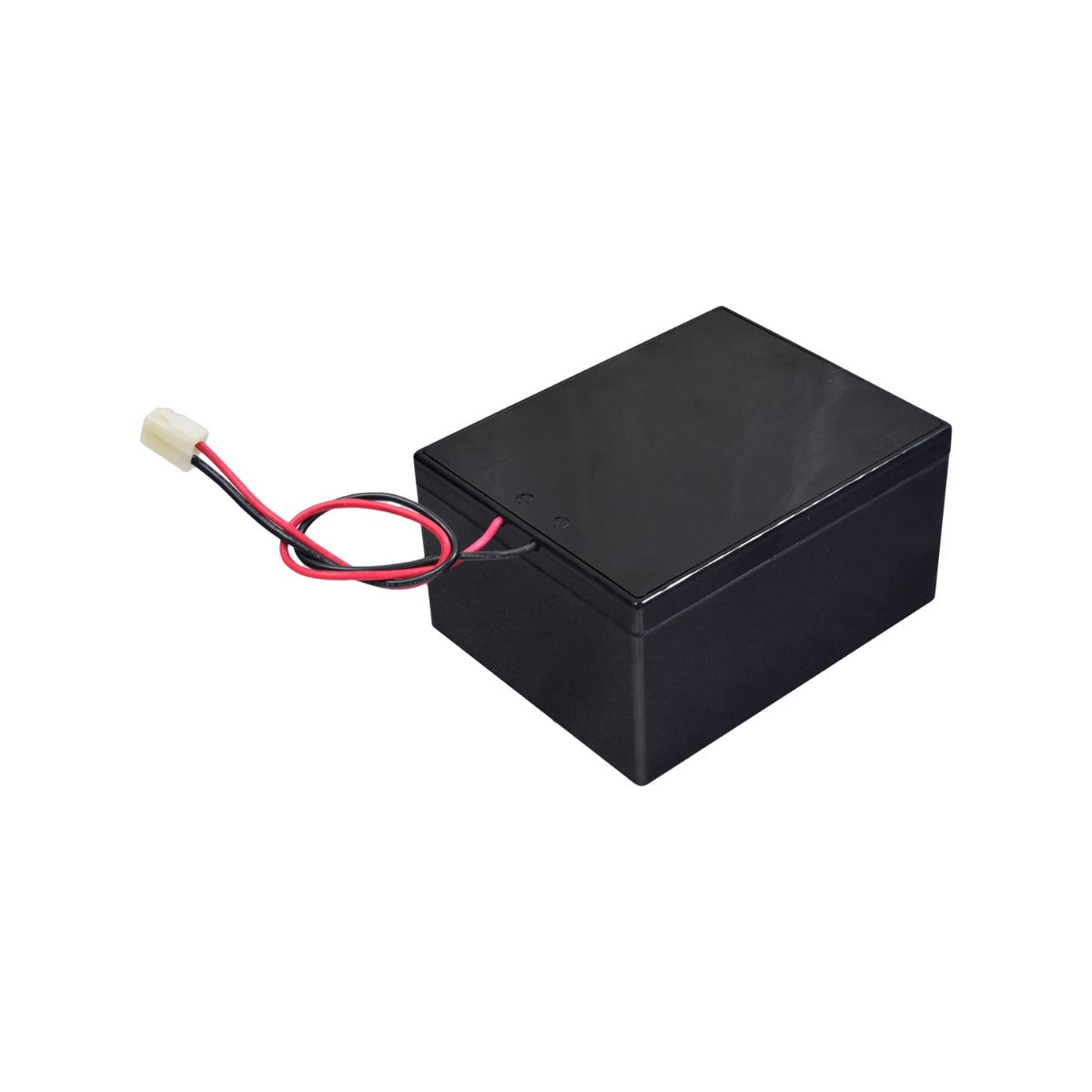 36 Volt Battery for Minimoto ATV, Go Kart, Jeep Dune Buggy, Maxii, & Motocross XRF500 features a black box with attached red and black wires for direct plug & play replacement.