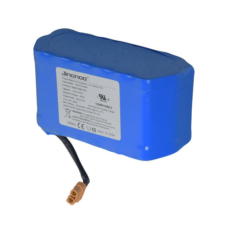 36 Volt 4.0 Ah Lithium Battery for the Hover-1 H1 TRAK Electric Dirt Bike, featuring a blue rectangular pack with a white label and an attached wire.