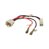 Razor Battery Adapter for E200 (Versions 13+) & E300 (Versions 11 & 13+), featuring black and red electrical wires with a 4-pin connector, designed for newer Razor scooter models.