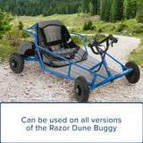 HB2430-TYD6K-FS Razor 6-Wire Throttle & Controller Bundle for the Razor Dune Buggy (All Versions), featuring a black seat, blue metal frame, and close-up views of wheels and parts.