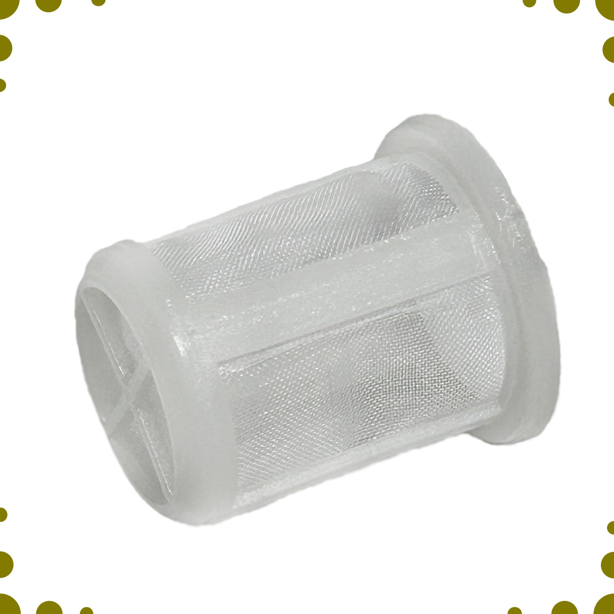 Fuel Tank Strainer for the 6.5 Hp Baja Mini Bike MB165 & MB200, a white plastic cylinder with a mesh screen, designed to filter out debris from the fuel system.