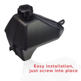 Black Plastic Fuel Tank for 50cc, 70cc, 90cc, & 110cc ATVs from Baja Motorsports, Roketa, SunL, & Taotao. Features a black cap, suitable for various ATV models.