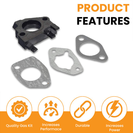 Carburetor Gasket Kit with Spacer for 13 HP Honda GX390 Engines, featuring three metal gaskets and a high-temperature phenolic plastic spacer, suitable for various carburetor base configurations.