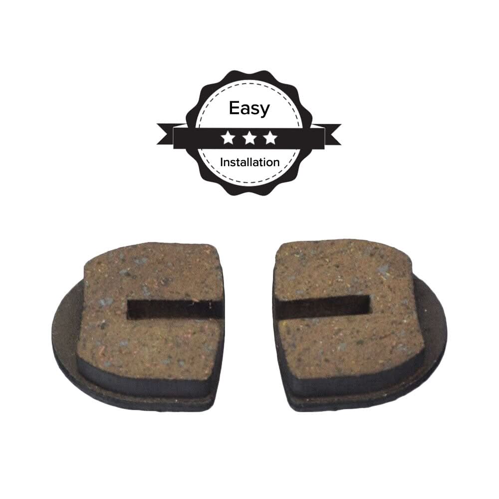Rounded Brake Pads for Standard & YK2 Flame Calipers (Set of 2), showing two brown, sintered brake pads with visible copper flecks, designed for electric dirt bikes and quads.