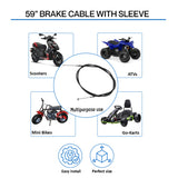 59 Scooter Brake Cable shown in a diagram with various vehicles. Essential for many gas and electric scooters, highlighting its practical application.