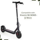 Hub Motor & Front Wheel Assembly for the Xiaomi Mi M365 Scooter, showcasing a black scooter handlebar and close-up of the wheel with a low-siped street tread, ideal for city pavement.