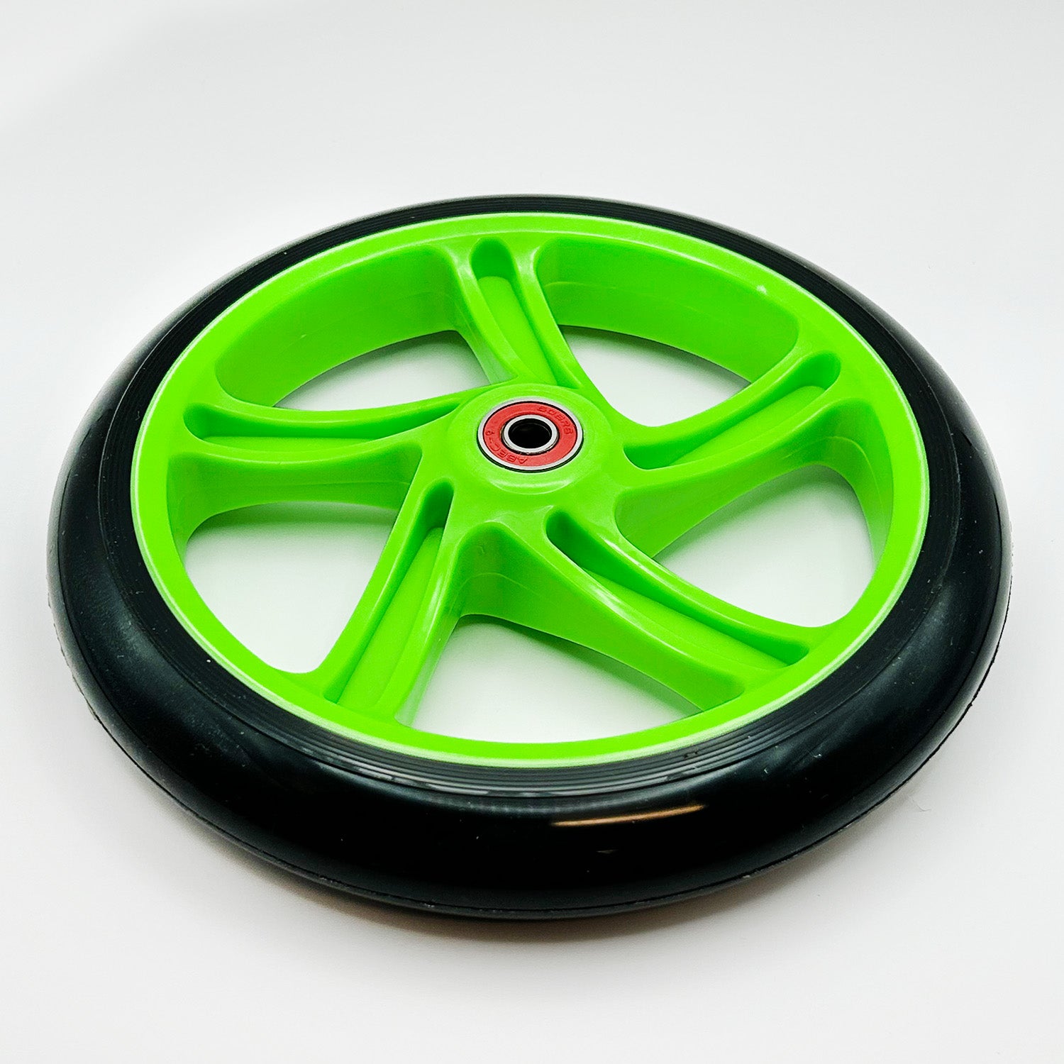 200 mm Wheel for the Razor A5 Lux & Carbon Lux Kick Scooter, featuring a green wheel with a black rim and compatible with various kick scooter brands.