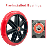 200 mm Wheel for the Razor A5 Lux & Carbon Lux Kick Scooter, featuring a red rim and high-quality bearings, designed for enhanced performance on various kick scooter models.