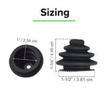 Joystick Rubber Boot for PG Drives Joystick Controllers (VSI, VR2, GC, and Remote Plus) featuring a black rubber construction with a central hole, designed as an OEM replacement for power chair joysticks.