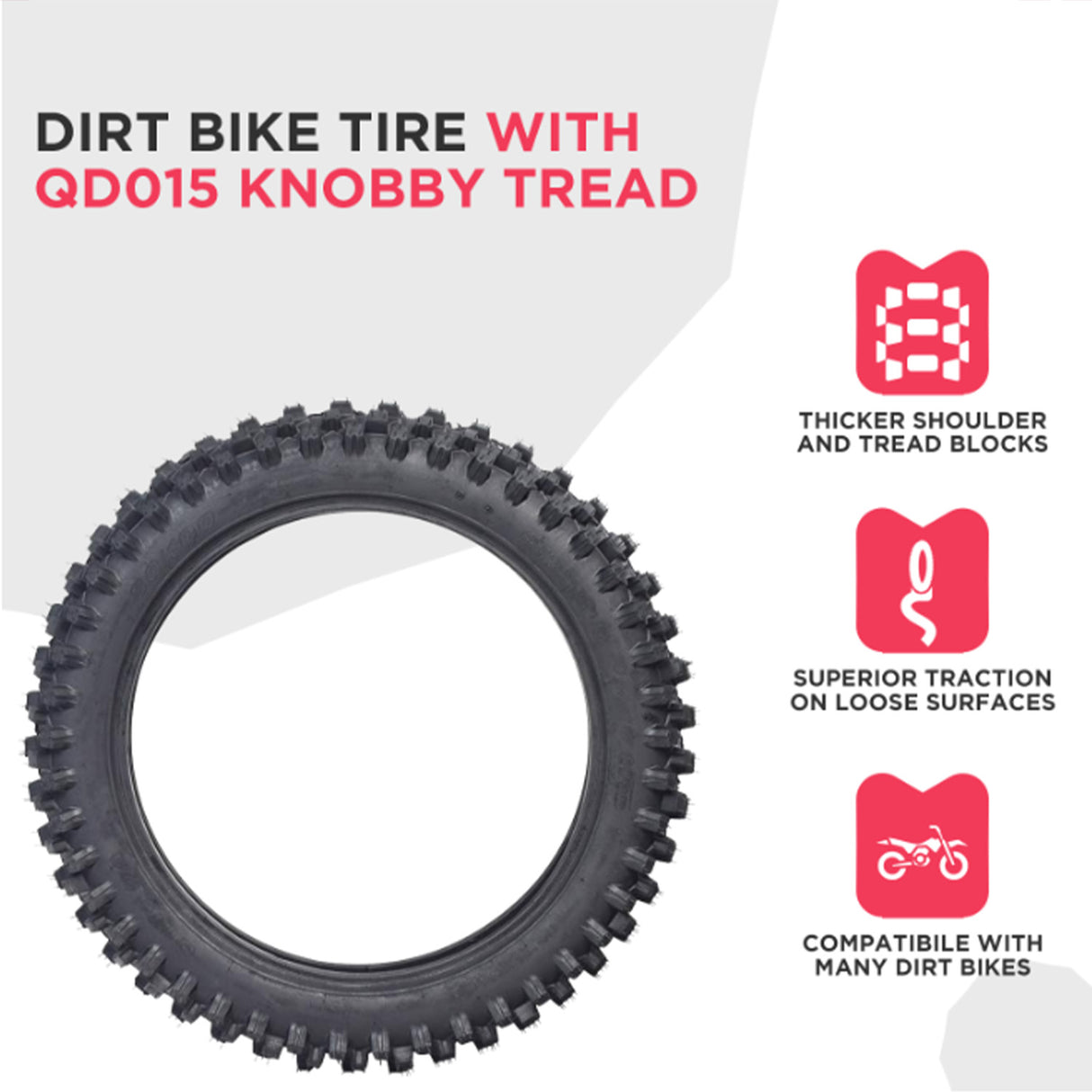 90/100-16 Trakmaster II Dirt Bike Tire with K760 Tread, featuring deep aggressive spikes and enhanced bead and sidewall construction for superior cornering. Logos present on the tire.