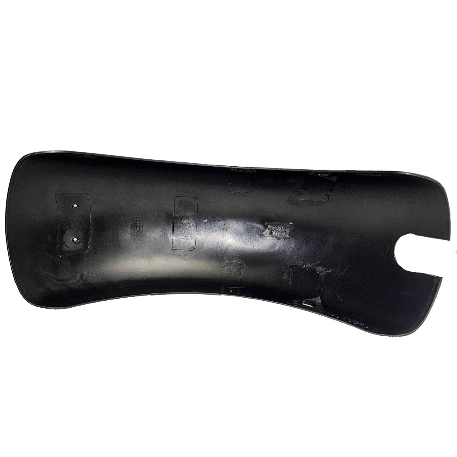 Plastic Rear Fender for the Baja MB165 & MB200 (Blemished) - Black object with holes, showing minor scuffs and scratches, designed for easy installation on the Baja Mini Bike MB200.