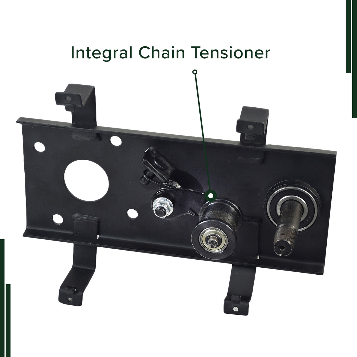 Jackshaft Assembly for Coleman BT200X, CT200U, and CT200U-EX Mini Bikes, featuring a black metal frame with round rods, chain sprocket holder, clutch assembly, and four mounting leg tabs for secure fitting.