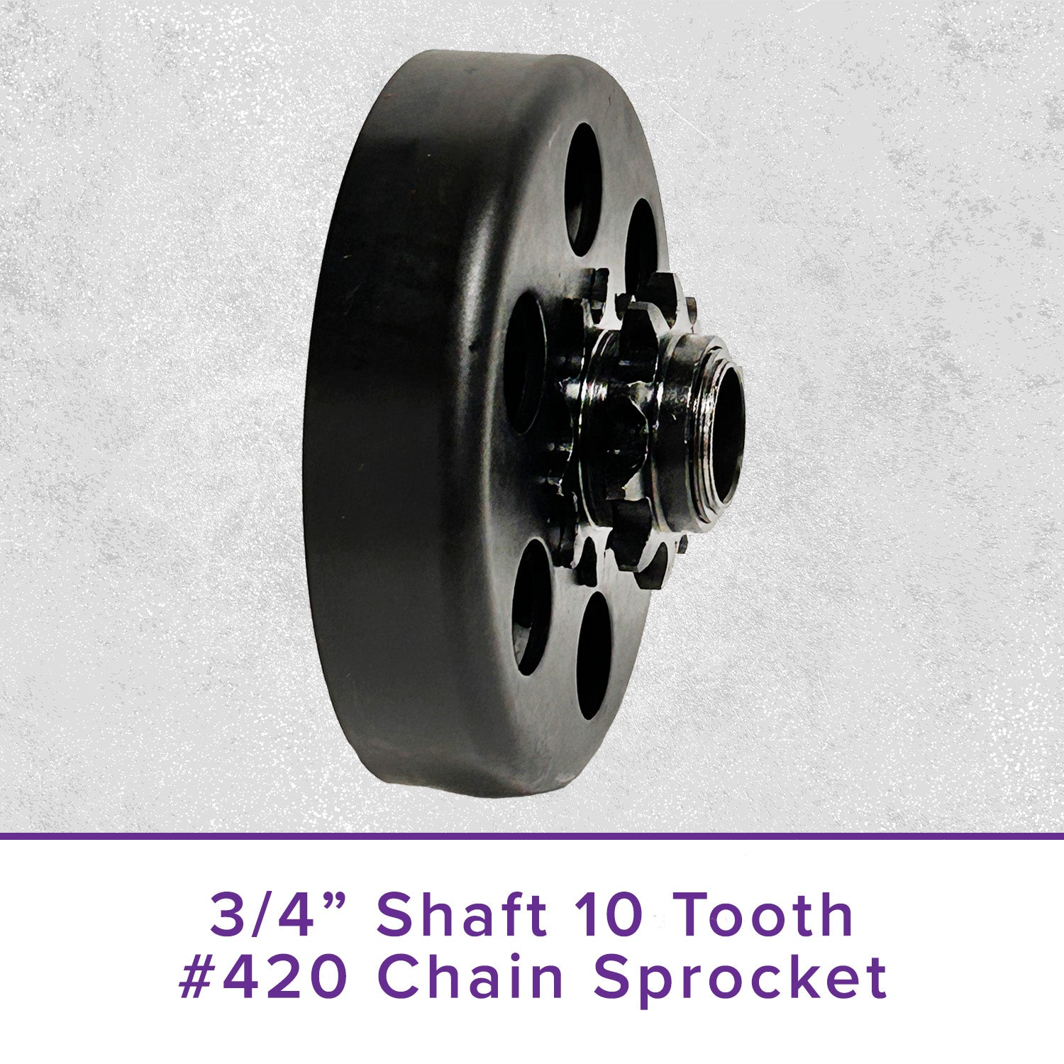 Clutch Assembly with 3/4 Shaft & 10 Tooth 420 Chain Sprocket for 163cc 5.5 Hp & 196cc 6.5 Hp Engines, featuring a black metal wheel with multiple holes.