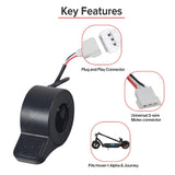 3-Wire Thumb Throttle for Hover-1 Alpha & Journey Folding Electric Scooters, featuring a textured thumb pad and 3-wire harness, designed for a safer, firmer grip on the handlebar.