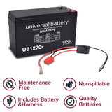 12 Volt Battery for the Rollplay Nighthawk, featuring red and black wires. Ideal for replacing original batteries in ride-on toys, offering high-quality, maintenance-free sealed lead-acid technology.