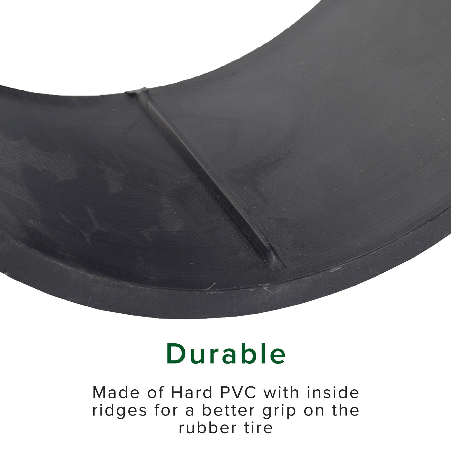 11x7.10-5 PVC Plastic Tire Sleeve for Drift Trikes & Go-Karts, displayed as a black rubber tire with radial ridges on the inner face, designed for enhanced drifting performance by reducing rear tire traction.