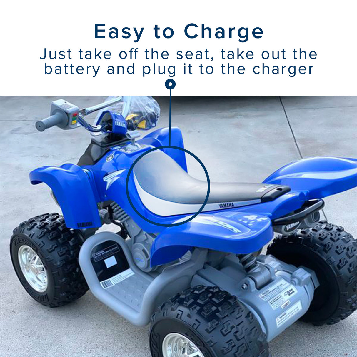 12 Volt Battery Charger for Kids Ride-On Toys with B-Type Connector; features a plastic shrouded double prong connector for a secure fit, compatible with Yamaha 12 Volt Raptor 700R.