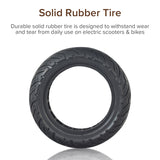 Solid 10x2.50 Tire with DY-036-01 Tread for the Ninebot Max G30 Scooter shown with detailed tread pattern and sidewall text, highlighting its puncture-proof, durable design.