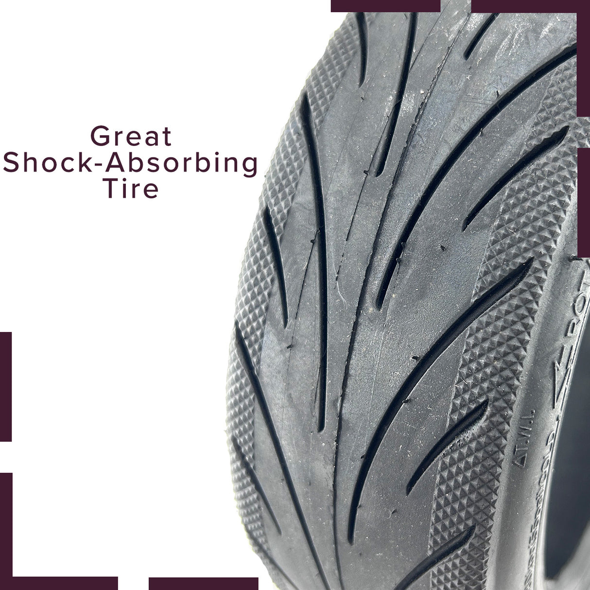 Close-up of a tubeless tire for the Ninebot MAX G30 scooter, showcasing the P6217 tread pattern and the air-tight seal design.