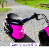 Handlebar Grip Set for the Razor Dirt Quad 500 (Version 1+), featuring one full-length and one half-length grip, displayed on a pink and black scooter with sturdy, textured surfaces for secure handling.