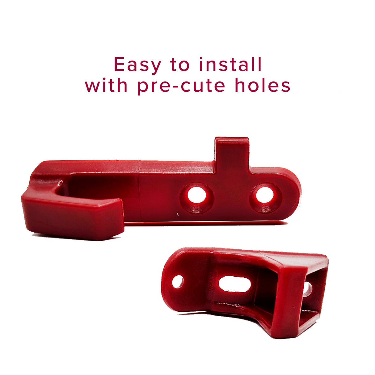 Plastic Hook & Latch Set for GOTRAX GXL V2 & XR Ultra Electric Scooters, featuring a red plastic hook with holes, designed for securing the handlebar stem to the rear fender.