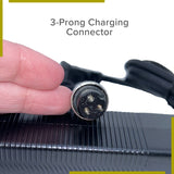 Close-up of the 24 Volt 1.5 Amp 3-Prong Battery Charger with a plug and metal prongs visible, designed for Razor scooters and other 24-volt scooters.