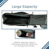 XL Rack Bag for Bicycles & E-Bikes with a dog inside, showcasing a zippered main compartment and side pockets, suitable for storing various items while riding.