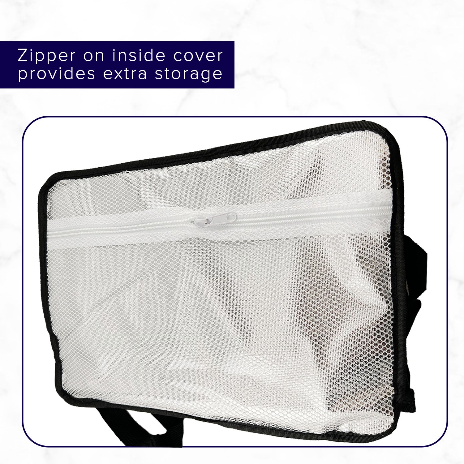 Insulated Basket Bag for Bicycles, E-Bikes, & Scooters: white zippered bag with durable ripstop polyester fabric, designed for handlebar mount baskets, featuring a PE foam insulated interior.