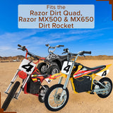 Shock Absorber for the Razor Dirt Quad, shown in a desert setting, highlighting its robust design and compatibility with all Razor Dirt Quad ATV versions, part #52 in the owner's manual.