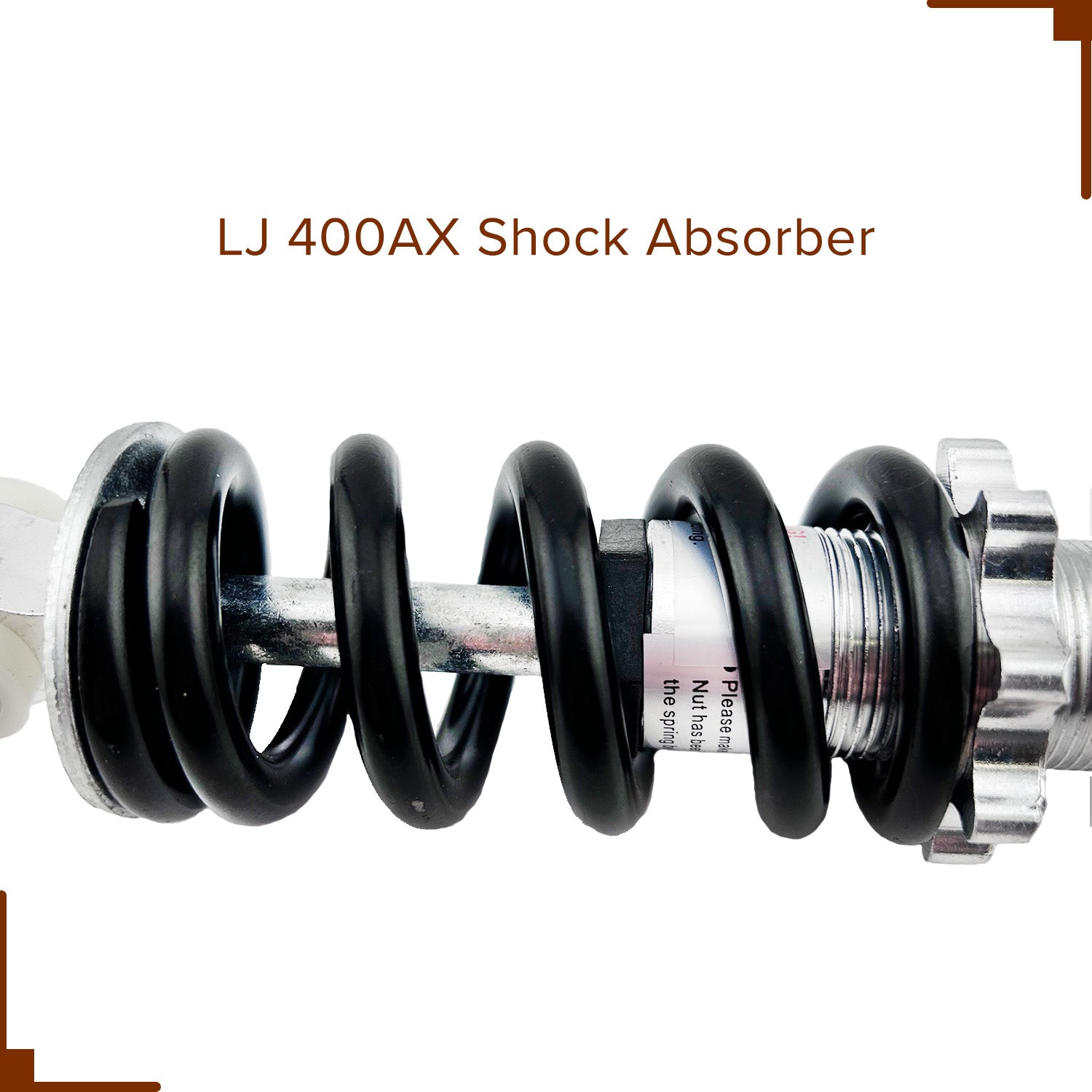 Shock Absorber for the Razor Dirt Quad - a black and silver shock absorber with a visible coil and metal handle, featuring close-ups of its components and a logo.