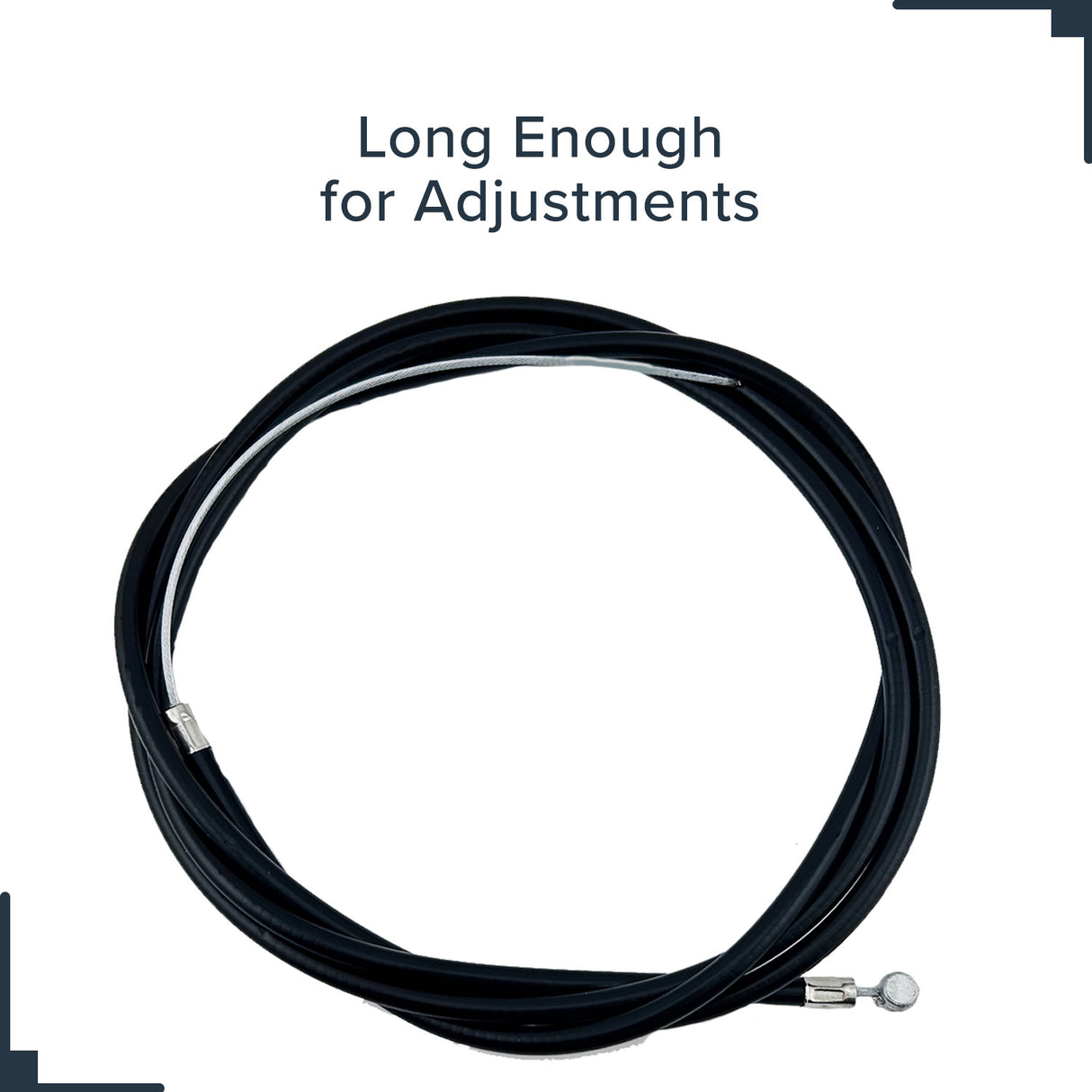 55 Brake Cable for ATVs, Mini Bikes, & Scooters, shown with black cable and silver metal ends, suitable for various models including Minimoto ATV, Baja Motorsports, and ANCHEER e-bikes.