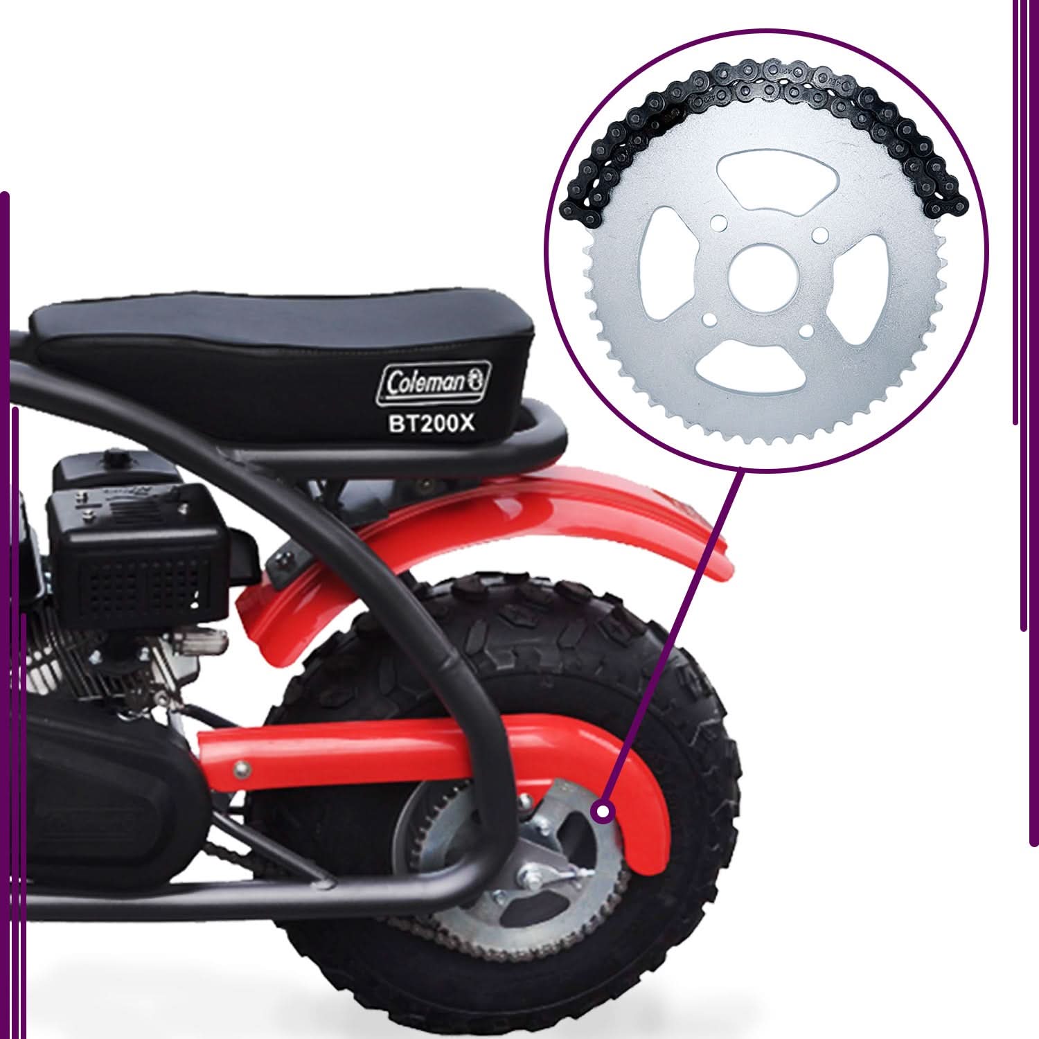 coleman bt200x mini bike walmart 420 Chain 50 Tooth Rear Sprocket for the Baja MB165 & MB200 Mini Bike – Monster Scooter Parts