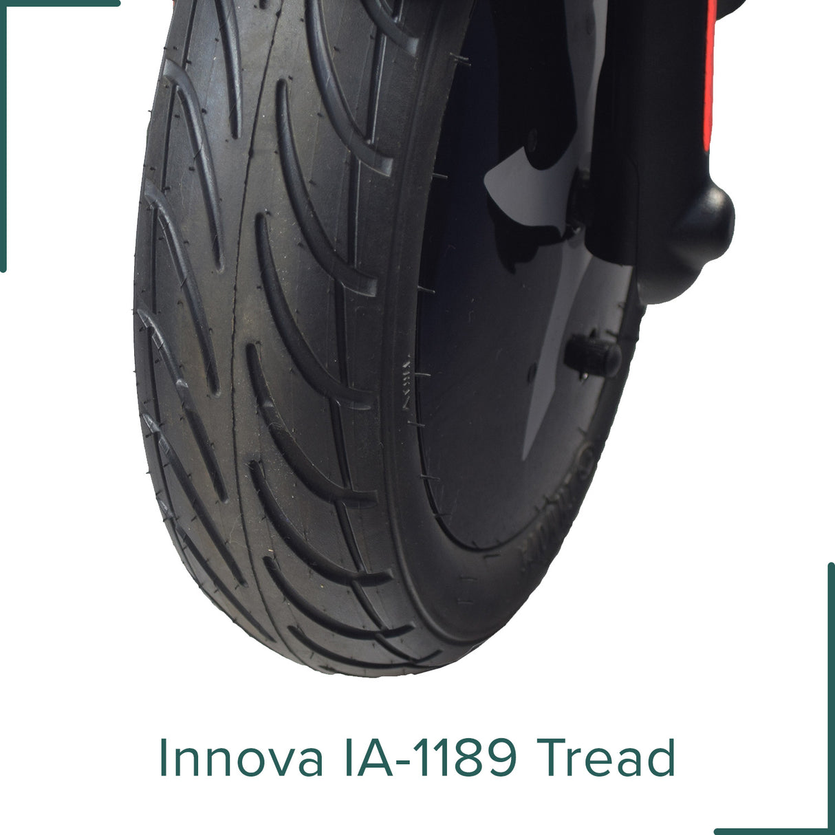 Close-up of the 70/65-6.5 Pneumatic Tire for the Hover-1 Alpha Folding Electric Scooter, showcasing its Innova IA-1189 tread pattern designed for urban commuting with excellent wet-surface traction and reduced vibrations.