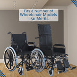 24x1-3/8 (37-540) Gray Pneumatic Wheelchair Tire with C63 Tread attached to a wheelchair in a room, highlighting its non-marking gray rubber construction and compatibility with various wheelchairs.