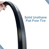 Hand holding a 24x1 Solid Urethane Treadless Tire for Drive Medical Wheelchairs, showcasing its slick, treadless design ideal for various surfaces.