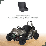 Seat for the Monster Moto / Mega Moto MM-K80 80cc Go-Kart featuring a black plastic bucket design with safety belt slots and a sturdy frame.