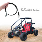 Hand holding a 41 Gear Shift Reverse Cable with Clevis Ends for the TaoTao GK110 Go-Kart, showcasing the cable's clevis ends and length.