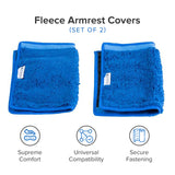 Fleece Armrest Covers for Wheelchairs, Power Chairs, & Scooters (Set of 2), featuring plush cushioning and secure hook & loop strips, folded neatly on a white background.