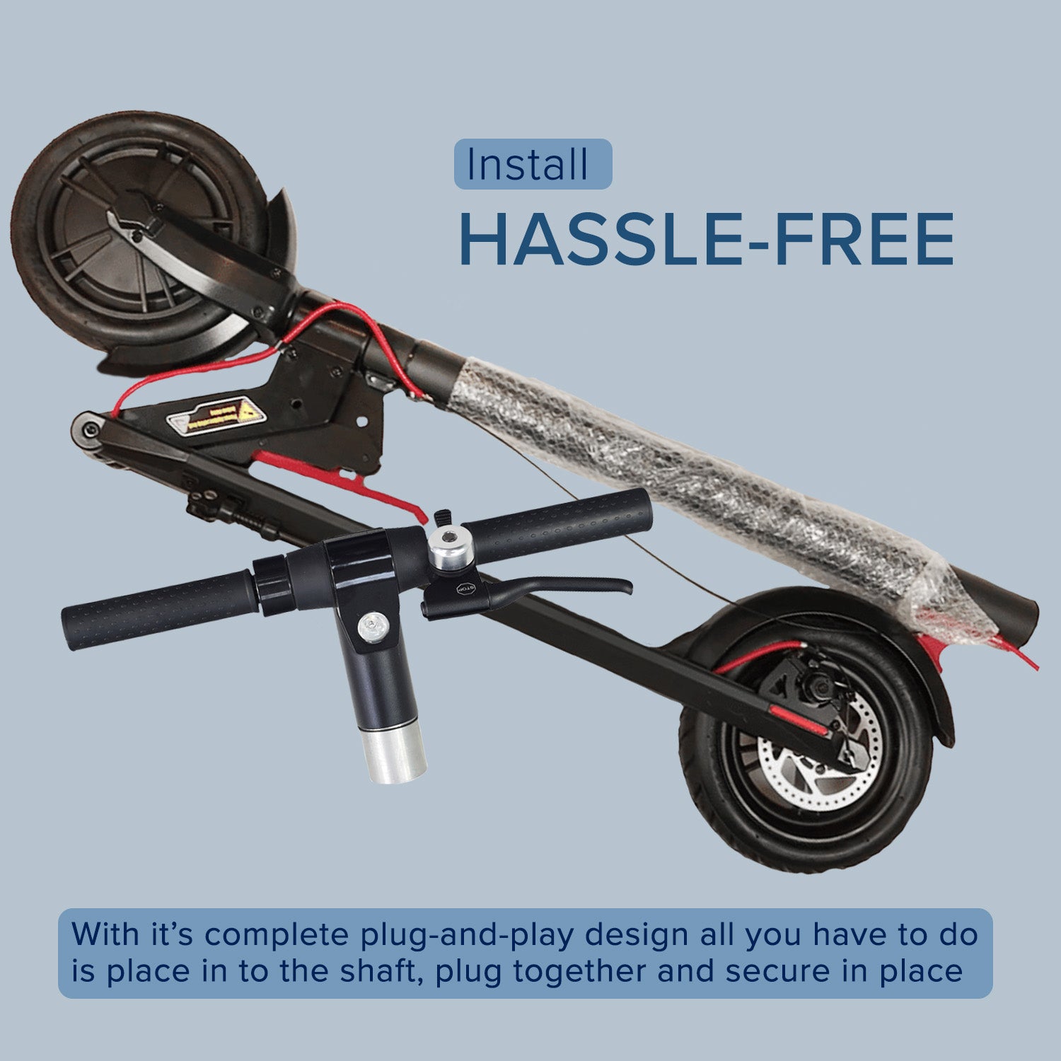 Top Console & Handlebar Assembly for the GOTRAX GXL V2 Electric Scooter (Blemished) featuring an LCD display, headlight, brake lever with bell, thumb throttle, and power button, with minor scrapes on the brake lever and left hand grip.